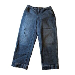 Talbots Straight Angle Blue Jeans Darien WashCrop High Rise Womens 4P 4 Pockets